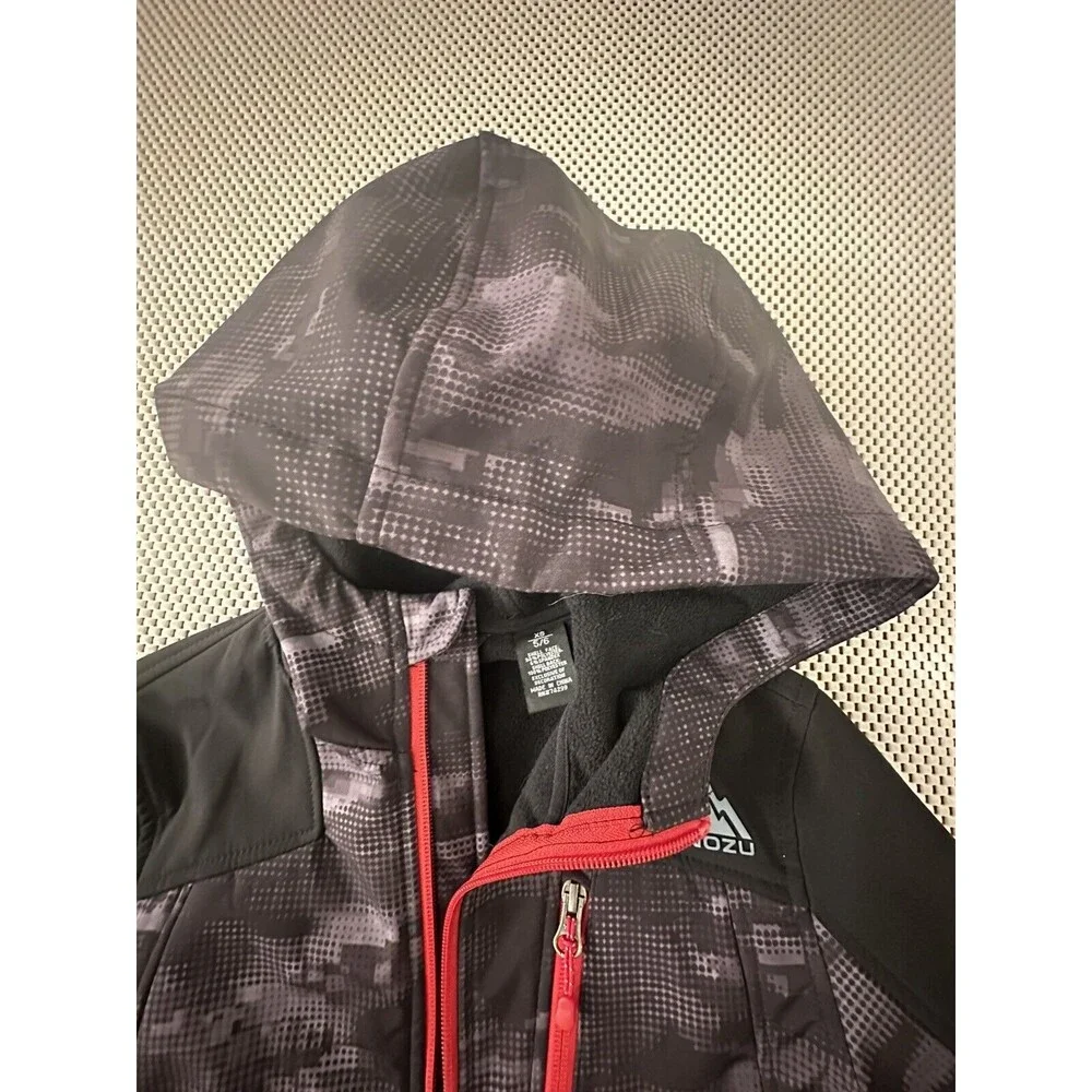 Snozu Youth Hooded Jacket Size 5/6 Softshell Boys/Girls Warm Coat Kids Black Dot